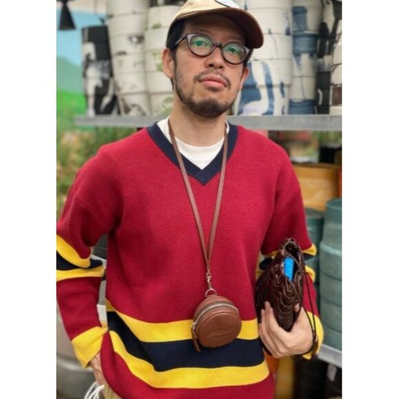 Aime Leon Dore Knitted Hockey Jersey in Red Yellow Black - Picture 2 of 4